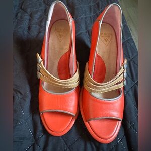 Stylish discontinued John Fluevog Women's Orange Heels